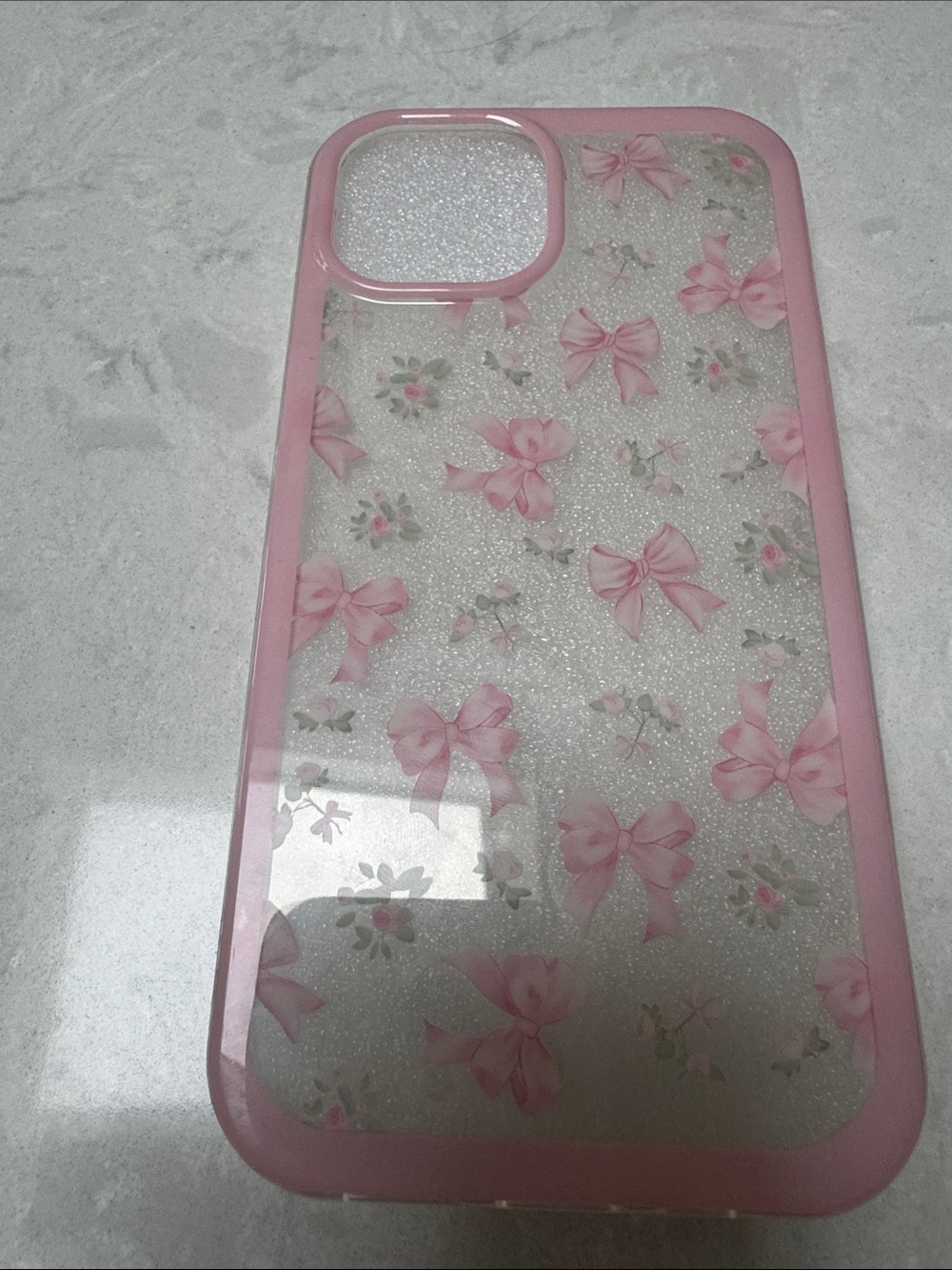 LoveShackFancy Pink Bow Glitter Phone Case